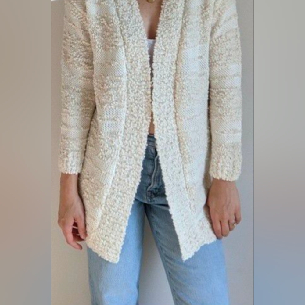 Mesh + Lace Cream Colored Knit Cardigan size Large